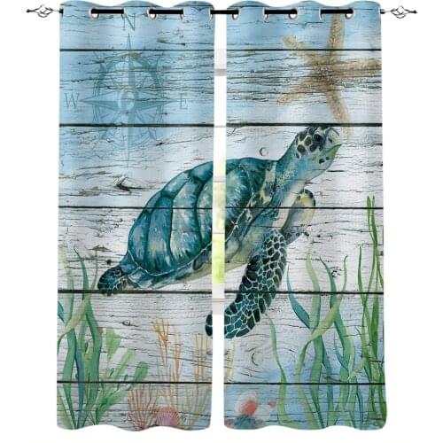 Marine Life Nautical Sea Turtle Blackout Curtains For Kitchen Bedroom Kids Room Window Treatment Curtains for Living Room