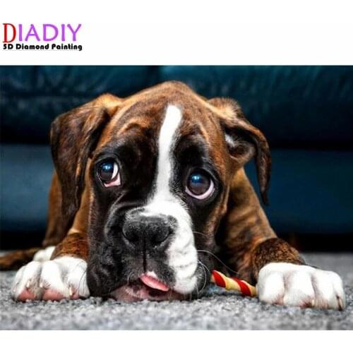 5d Diy Diamond Painting Boxer Dog Full Drill Square Round Diamond Embroidery Mosaic Kit Picture Rhinestones Wall Sticker