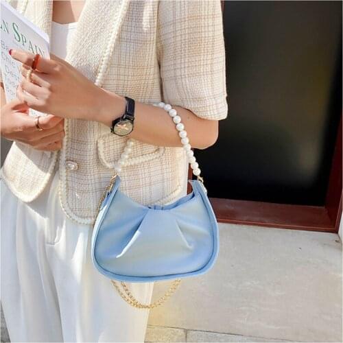 2021 New PU Leather Shoulder Bag Women Casual Underarm Bag Designer Pleated Handbags Ladies Shoppings Bags Dumpling Bags Sac