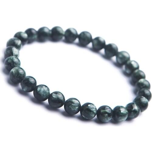 Wholesale Genuine Green Natural Seraphinite Bracelets 7mm Crystal Round Bead Natural Stone Bracelet Drop Shipping