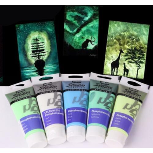 Pebeo Acrylic Glowing Paints Luminous Pigment 100ML Acrylics Auxiliaries Phosphorescent Toning Glue Fluorescent Fabric Supplies
