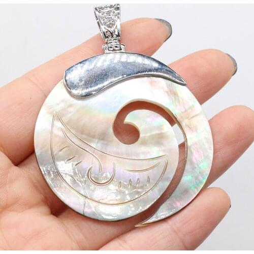 Charm 100% Ethnic Style Natural Stone Round Shell Pendant for Jewelry Making DIY Accessories Fit Necklace Earrings 45 50 Mm Gift