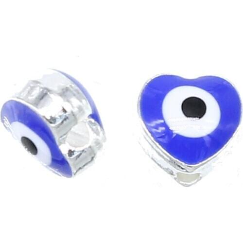 6pcs heart-shaped evil eye interval bead bracelet pendant accessories love heart-shaped drop oil evil eye pattern