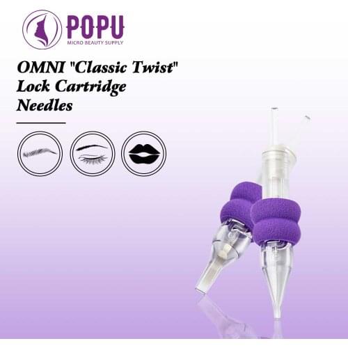 POPU Omni Classic Twist Cartridge Tattoo Needles Permanent Makeup Needles Foam Covers for Eyebrow Eyeline Lip Aureola Hairline