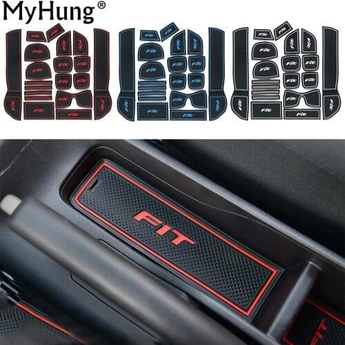 Fit for Honda Fit 2013 Car Anti Slip Car Door Slot Latex Groove Mat Interior Cup Cushion Auto Accessories 19pcs Per Set