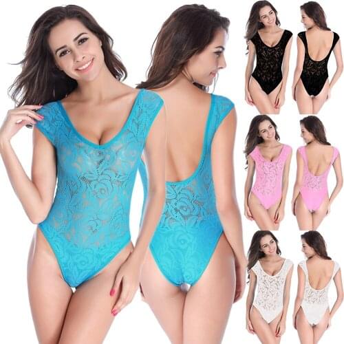 Sexy Womens one-piece swimsuit Lace translucent Backless Swimwear YF024