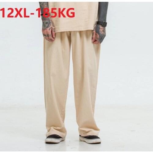Spring summer men sleep bottoms sleep wear pants loose vintage plus size 12XL 8XL 10XL Breathable home wear Straight pants 78 80