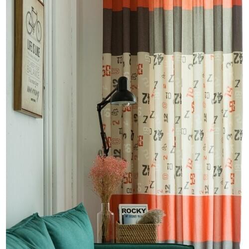 Modern Minimalist European Style Curtains for Living Room Bedroom Study Polyester Cotton Printed Nordic Style Curtains Custom