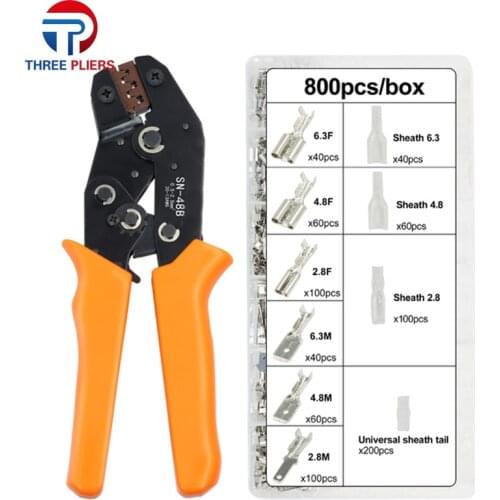 SN-48B wire crimping plier 0.5-2.5mm2 20-13AWG precision jaw with tab 2.8 4.8 6.3mm terminal box Car connector wire electrician