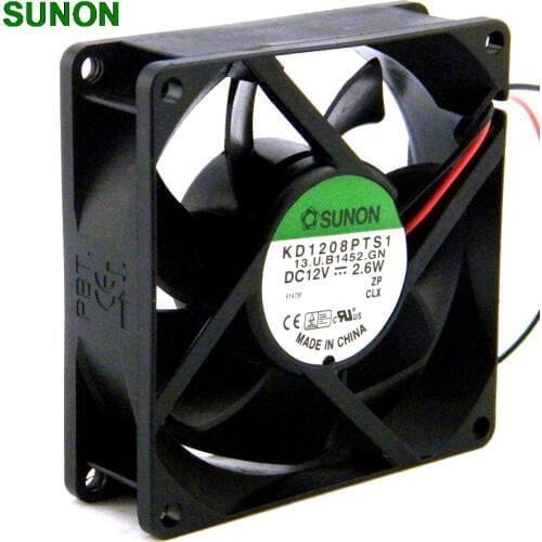 For Sunon 12V 2.6W KD1208PTS1 12V 2.6W 2Wire Cooling fan 8cm 8025 80x80x25mm 8cm 37CFM