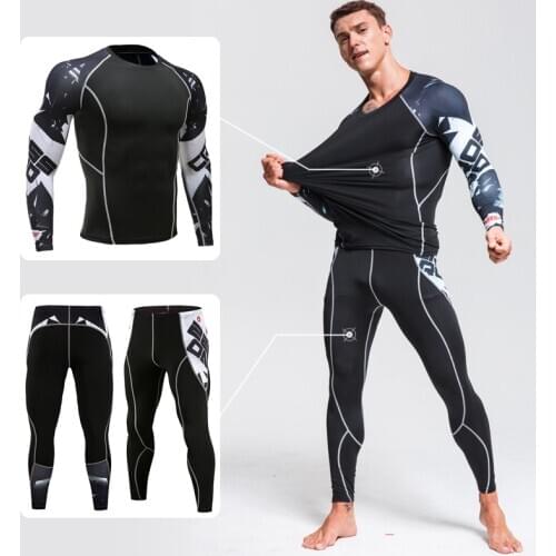 Thermal underwear mens clothing suit 3D wolf head print fitness jogging base layer S-XXXL thermal compression tights underwear