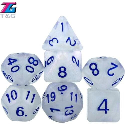High Quality Unique and Shiny 7pcs/set Dice Set D4,D6,D8,D10,D10%,D12,D20 TRPG Games for DnD D4-D20 Multi Side BoardGame