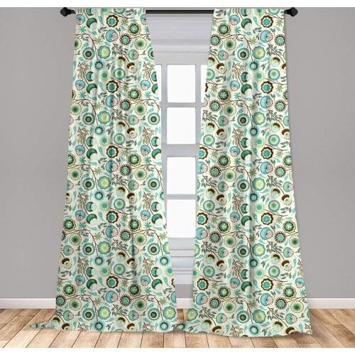 Retro Curtains Joy of Nature Coming Alive in Spring Pastel Colored Flowers Window Drapes for Living Room Bedroom
