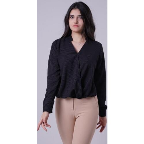 MANGA Womens Striped Double Breasted Collar Shirt