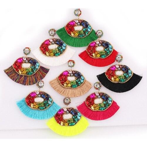 2020 Aretes Drop Earrings For Women Boho Handmade Tassel Mouth Dangle Statement Earrings Jewelry Oorbellen Ear Wholesale Party