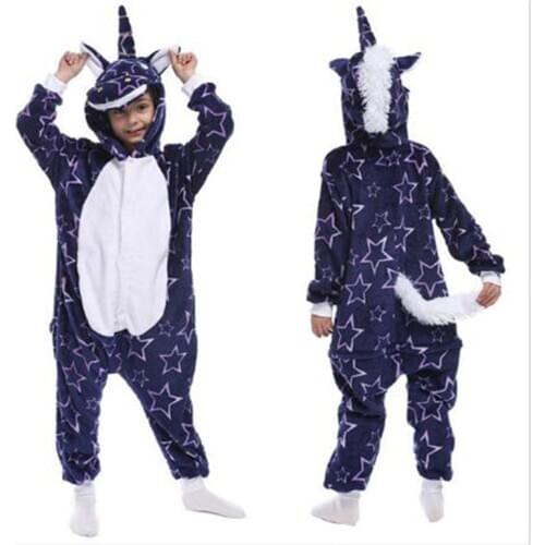 Animal Onesies Kids Stitch Unicorn Cartoon Pajamas Child Girls Boys Flannel Sleepwear Baby Jumpsuts Homewear