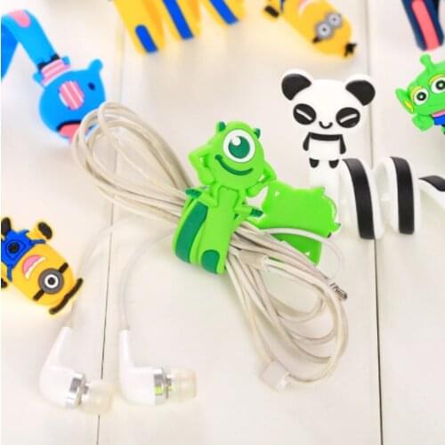 1Pcs Cute Cartoon Mobile Phone USB Cable Fastener Button Organizer Wire Headset Holder Line Winder Bag Clip Decr