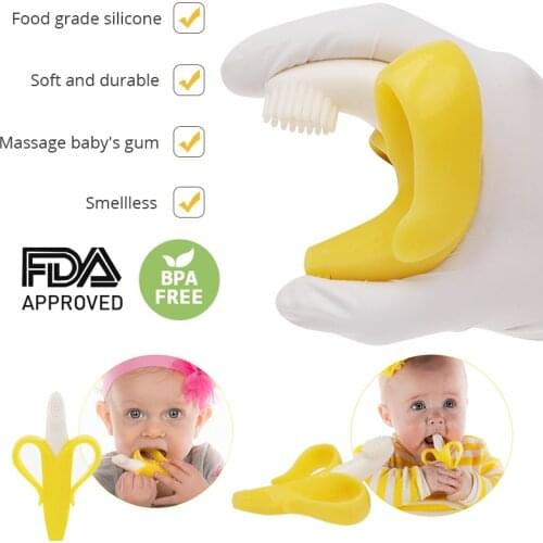 1PC Teether Baby Giraffe Teething Stick Toddle Silicone Banana Teething Baby Care Toothbrush for Baby Infant Teether Molar Rod