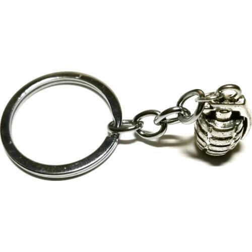 1Pcs Daily Life Inspired New Silver Plated 3D Military Grenade Keychain, Gun, Bullet, Pendant Keychain Fashion Mini Jewelry