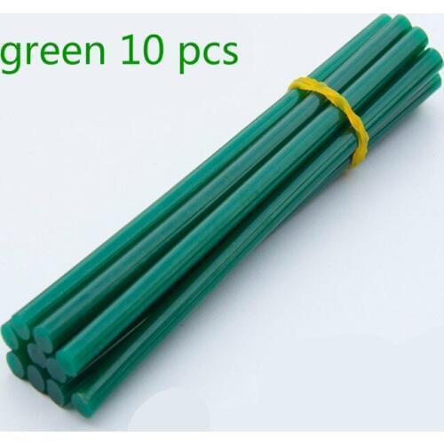 Green 10 pcs Hot melt adhesive rod 7mm hot melt adhesive, silica gel glass melt adhesive glue stick color