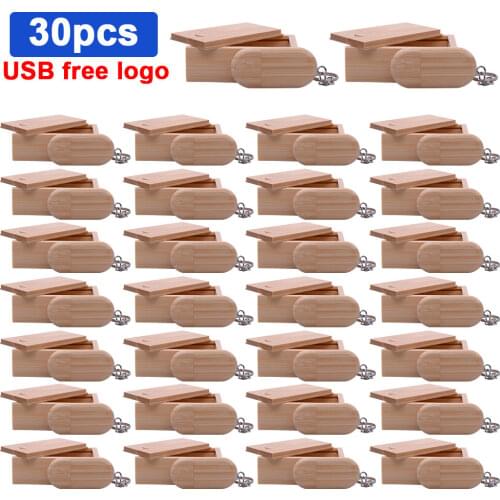 30pcs/lot wooden usb flash drive gift pen drive memory stick pendrive 4GB 16GB 32GB 64GB Creative free custom logo for gifts