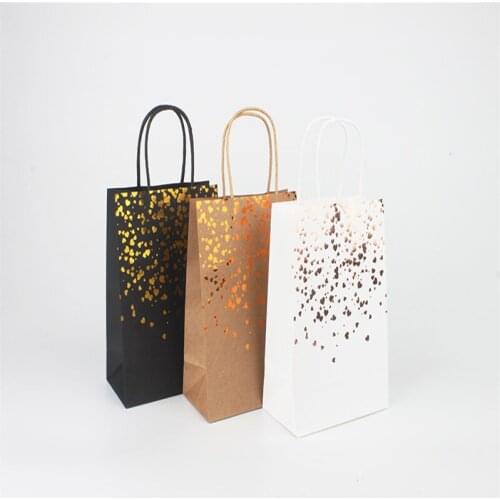 5PCS/Bag Packaging Bag Hand Gold Foil Mariage Kraft Paper With Handle Gift Packaging Box Recyclable Kraft Paper Party Decor