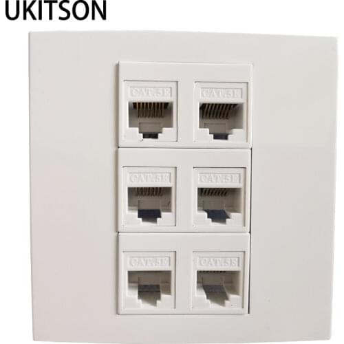 6 Ports RJ45 5e Network Wall Outlet Socket Internet Interface For Computer Laptop