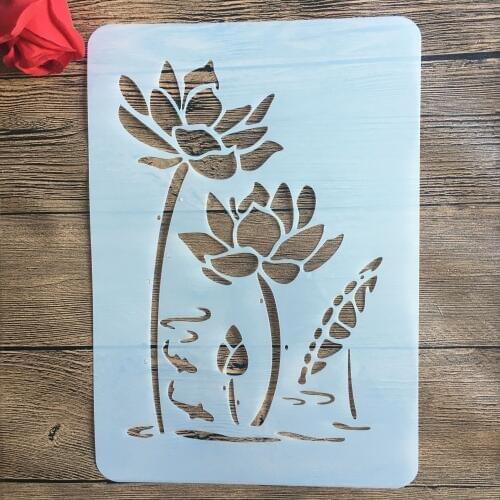 A4 29 * 21cm Lotus flower DIY Stencils Wall Painting Scrapbook Coloring Embossing Album Decorative Paper Card Template,fabric