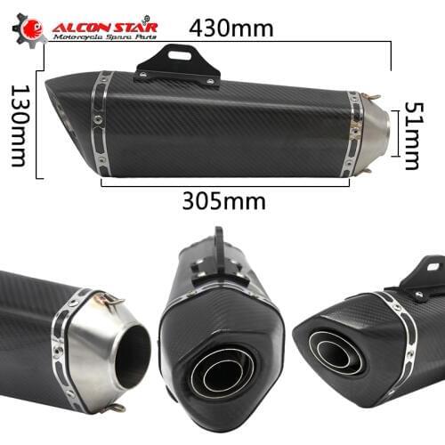 Alconstar-51mm Motocross Motorcycle Exhaust Muffler Pipe With Silencer CB600 ER6N Z750 MT07 YZF DUKE FZ6 ATV Dirt Bike Exhaust