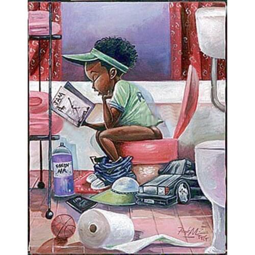 Diamond Embroidery 3D Pattern diamond 5D DIY diamond paintings Cross stitch kits Little girl on the toilet bathroom decor L544