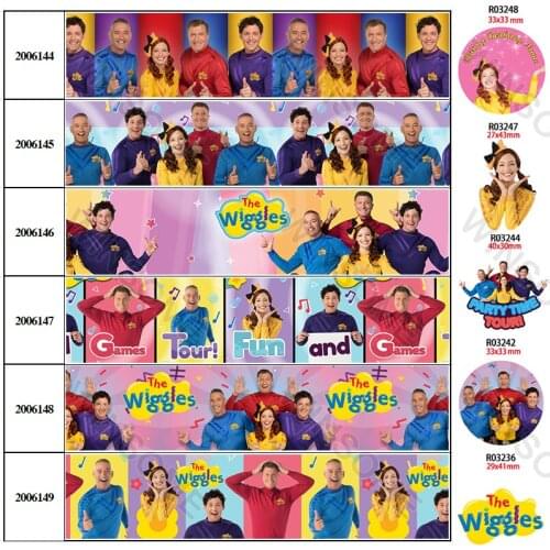 Australia the Wiggles Printed Grosgrain/Satin Ribbon 5 Yards 25mm/38mm/50mm/75mm for DIY Hair Bows Planar Resins 200614