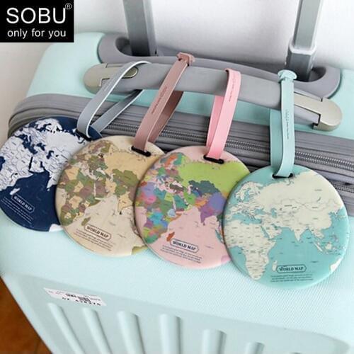 Fashion Map Luggage Tag Women Travel Accessories Silica Gel Suitcase ID Address Holder Baggage Boarding Tag Portable Label N083
