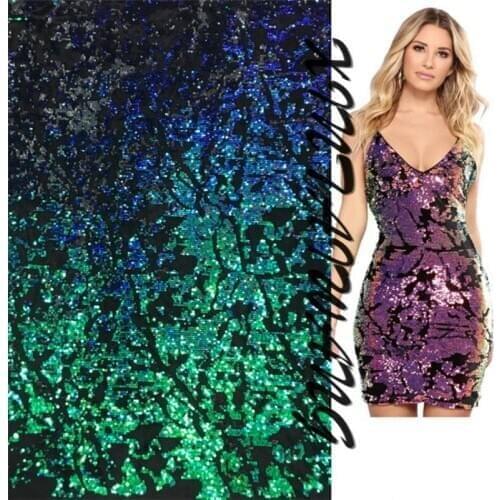 Velvet Sequin Beaded Lace Fabric For Women Dress High quality Latin dance dress fabric diy sewing materials 1Yard