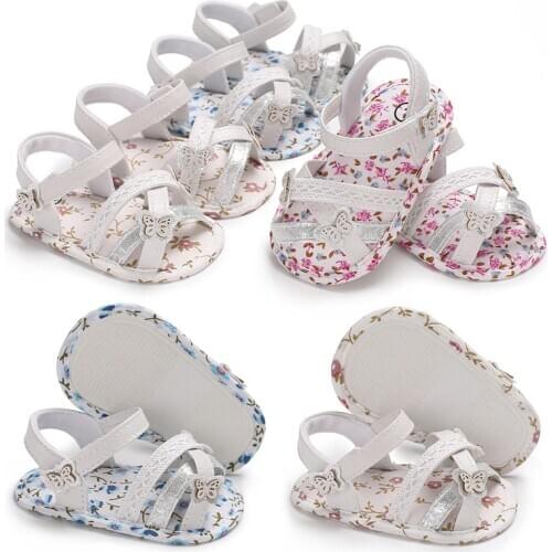2020 Summer Baby Girls Fist Walkers Cute Floral Cotton Cloth Shoes Soft Sole Infant Baby Shoes