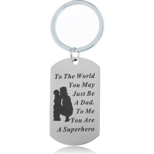 12PC To The World You May Just Be A Dad Keyrings Stainless Steel Dog Tag Charm Pendant Keychains Fathers Day Gifts Jewelry Hot