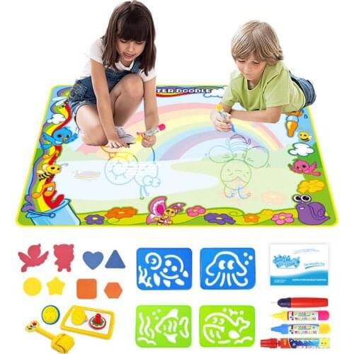 Big Size 120x90cm Water Drawing Board Coloring Book with Magic Pens Stamps Drawing Set Kids Educational Toys for Children Girls
