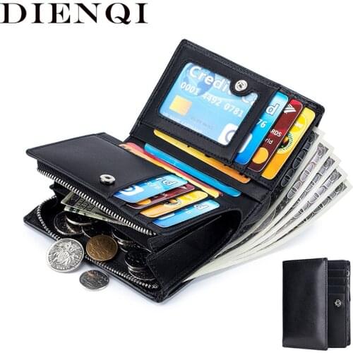 DIENQI Engraving Genuine Leather Men Wallet Coin Purse Small Mini Card Holder Money Bags PORTFOLIO Portomonee Male Walet Pocket