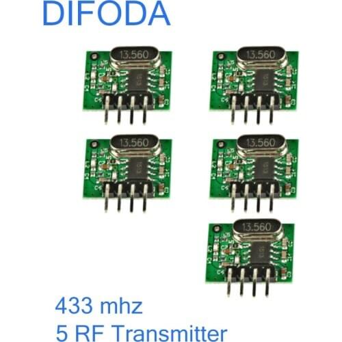 DIFODA 5 pcs 433 MHz Superheterodyne RF Transmitter Encoding Module Wireless 433Mhz Remote Control Garage Door For UHF ASK