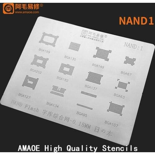 For NAND Flash BGA 199 149 202 137 127 95 130 67 182 63 BGA Reballing Stencil IC CHIP Plant Tin Heating Template Repair Tool