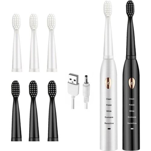 Electric Toothbrush Couple Set with 8 toothbrush heads in two packs Adult Rechargeable 2-minute Intelligent Timing Toothbrush
