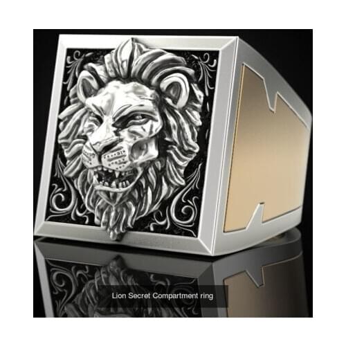 FFLACELL Mens Combination Rings Secret Kingdom Lion King Gift Ring Hip Hop Jewelry Viking Rings Live Forever Daily Wear