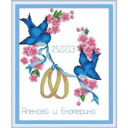 Joy Sunday Printed Cross Stitch Ring - Pigeon Cotton Thread Painting 11CT14CT Cross Stitch Pattern DIY Needlework Embroidery Kit