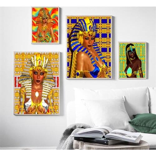 Egypt Queen Nefertiti Portrait Vintage Poster Canvas Prints Cleopatra Wall Art Picture Painting for Living Room Home Wall Decor
