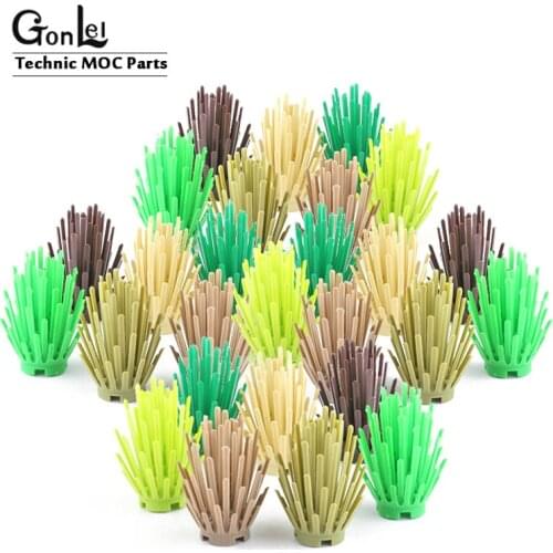 10Pcs/Lot Plant Bush 2x2x4 Trees Green Grass Building Bricks Plants Blocks City Parts Compatible with City Series Assemble Parts