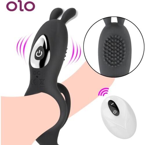 OLO 2 in 1 Vibrating Penis Ring 9 Frequency Remote Control G-Spot Clitoris Stimulation Cock Ring Male Delay Ejaculation