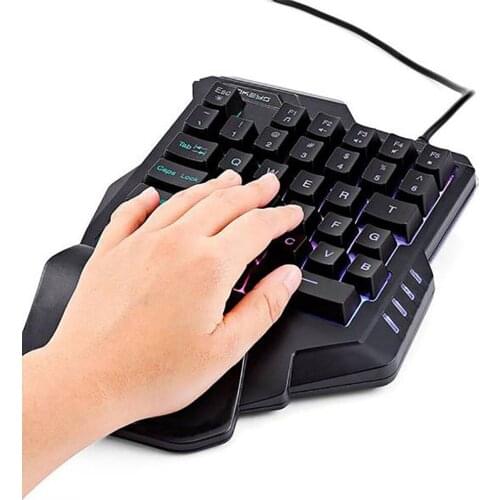Computer Laptop Desktop PC Gamer Mini One-Handed Gaming Keyboard Led Backlit USB Wired Game 35 Keys Game Keyboard Accessory