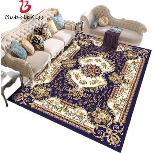 Bubble Kiss European Style Carpet Gold Floral Pattern Rugs Light Luxury Living Room Floor Mat Red Hotel Lobby Anti Slip Foot Pad