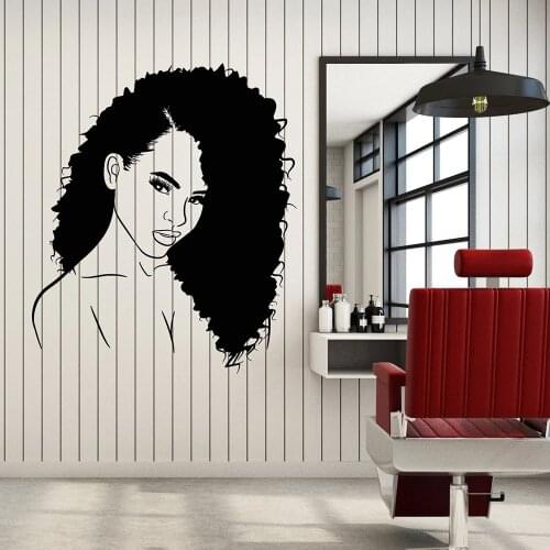 Beautiful Girl Face Wall Stickers For Hair Salon Hairstyle Frizz Girls Vinyl Wall Decal Decor Bedroom Bathroom Decortion W462