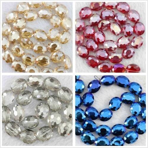 Newly multicolor faceted oval crystal charms glass 20X16mm newly gems loose beads rainbow diy jewelry making 15 inch B1011