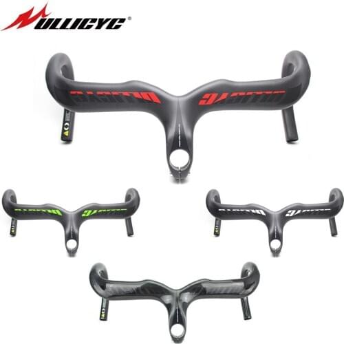Ullicyc Colorblock Logo Sticker 3K Weave Full Carbon Handlebar Integrated Road Handlebar Handlebar with Riser Cycling Bike Parts